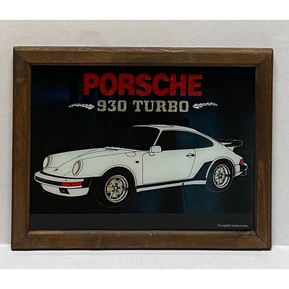 Vtg Graphic Creations Porsche 930 Turbo Sports Car Framed Glass Glitter Picture